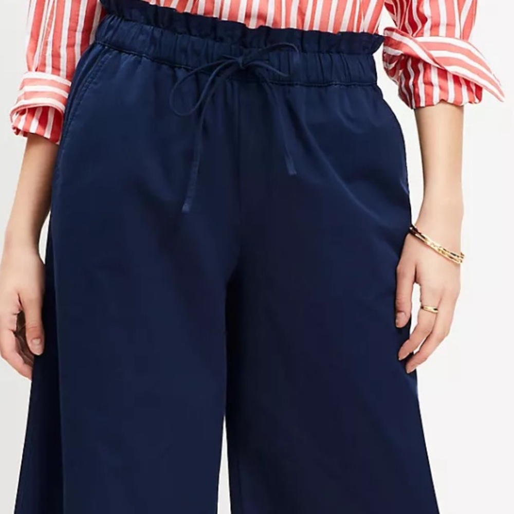 LOFT Navy Wide Leg Pants - Picture 3 of 12